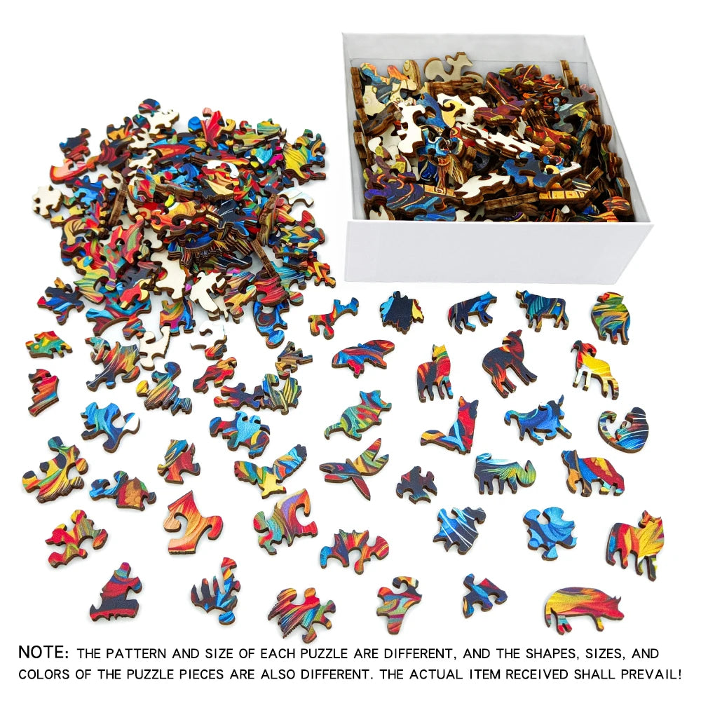 3D Wooden Animal Puzzle - Brain Teaser Toy for Kids & Adults