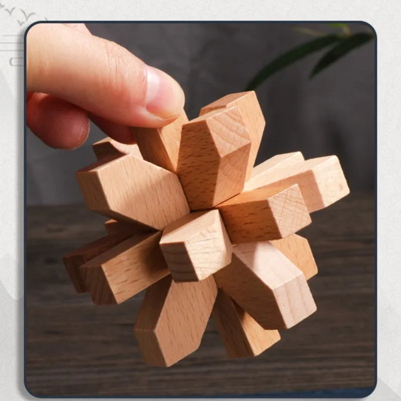 Wooden Kong Ming Lock Puzzle – Brain Teaser for Kids & Adults