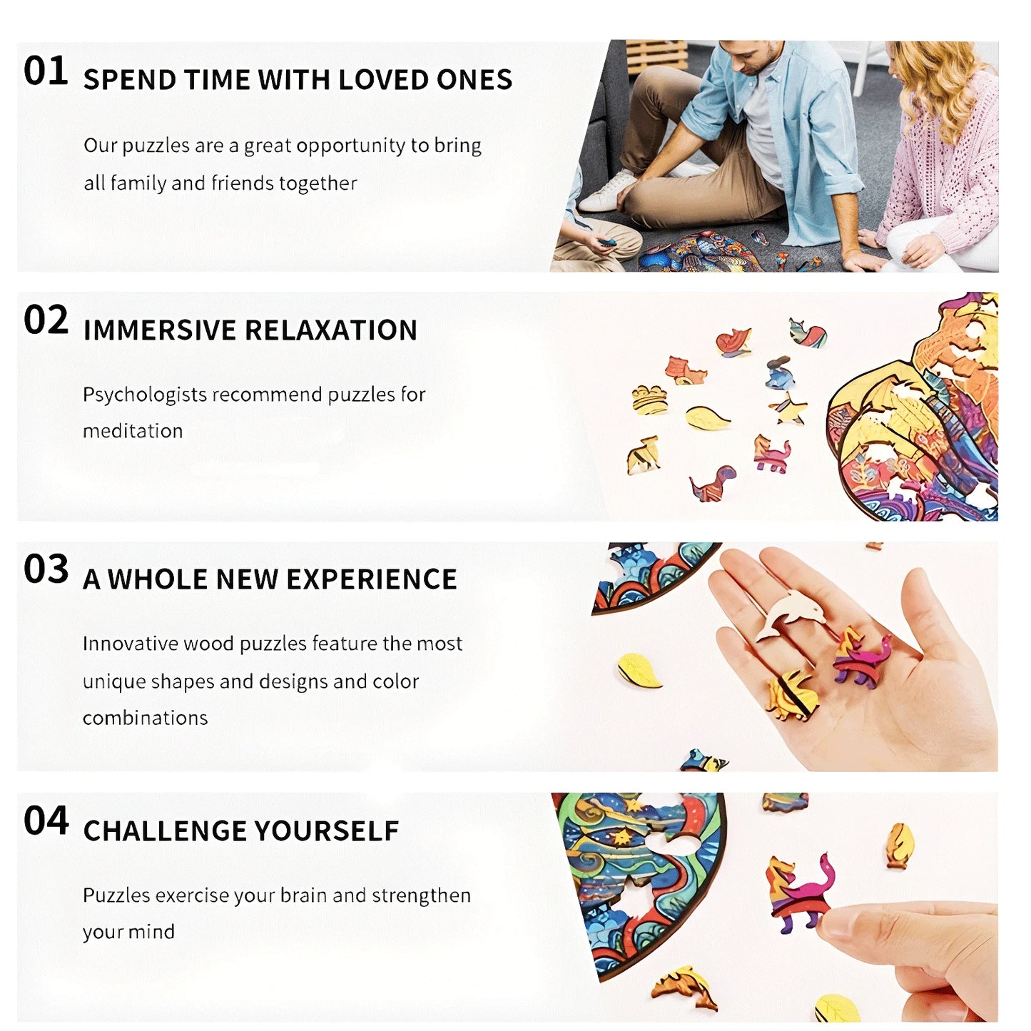 Wooden Cat Puzzle | Animal Shapes Brain Toy