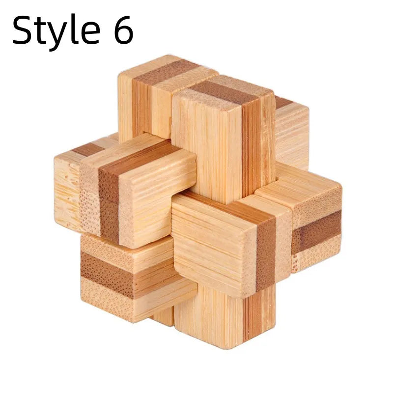 Wooden Kong Ming Lock Puzzle – Brain Teaser for Kids & Adults