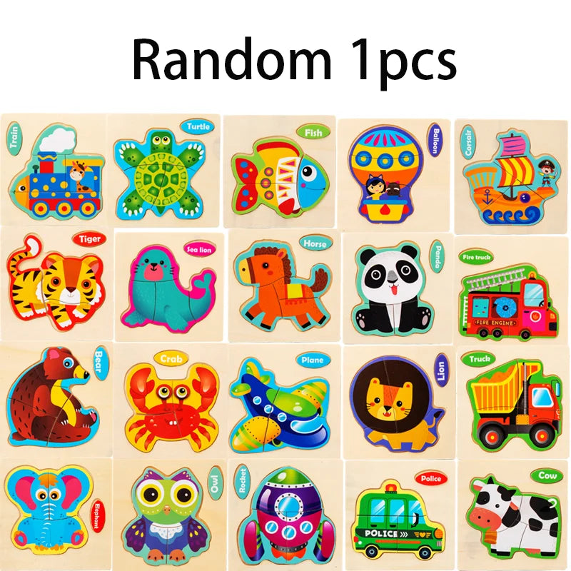 Wooden 3D Animal Puzzle - Educational Toy for Kids