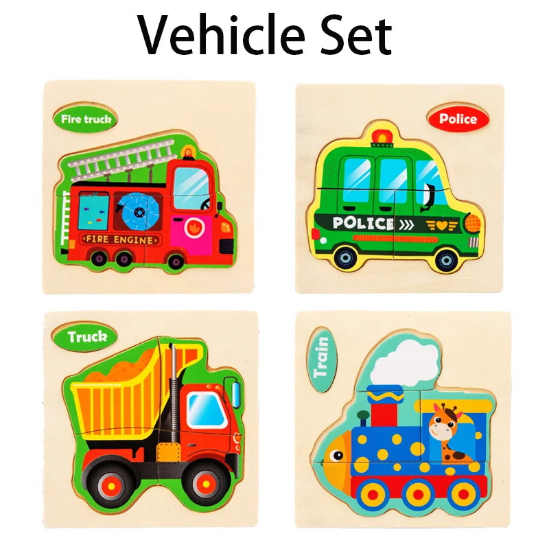 Wooden 3D Animal Puzzle - Educational Toy for Kids