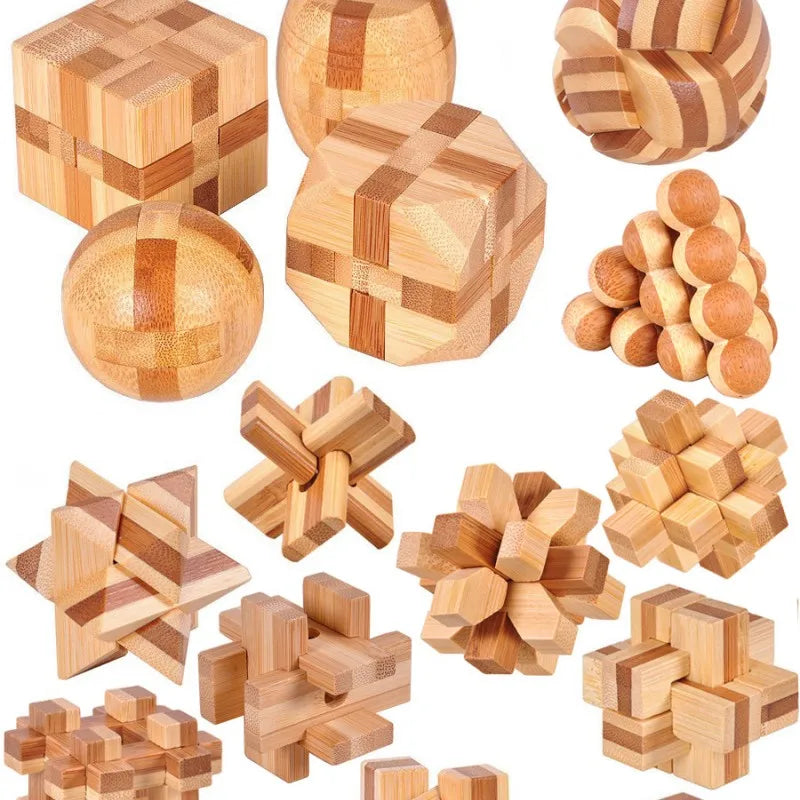 Wooden Kong Ming Lock Puzzle – Brain Teaser for Kids & Adults
