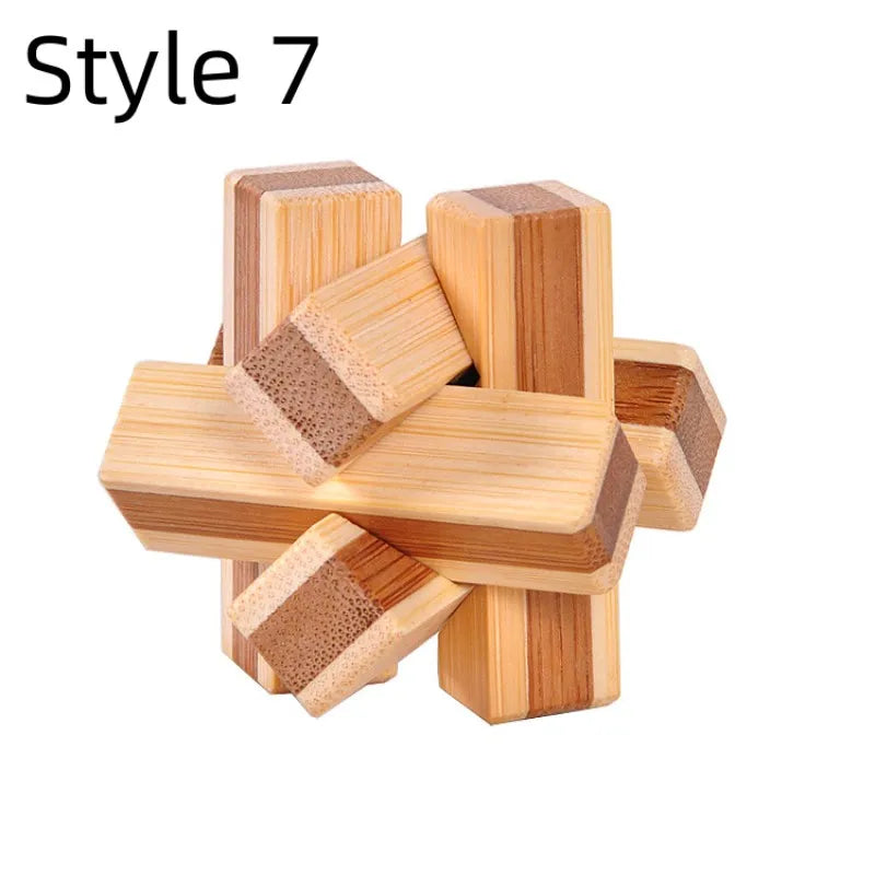 Wooden Kong Ming Lock Puzzle – Brain Teaser for Kids & Adults