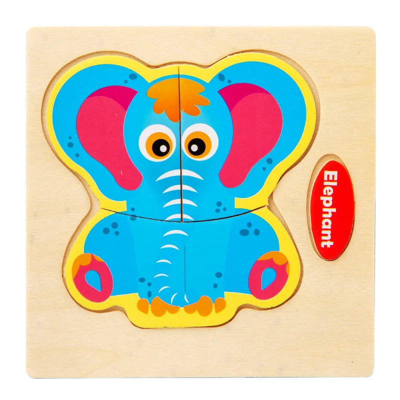 Wooden 3D Animal Puzzle - Educational Toy for Kids
