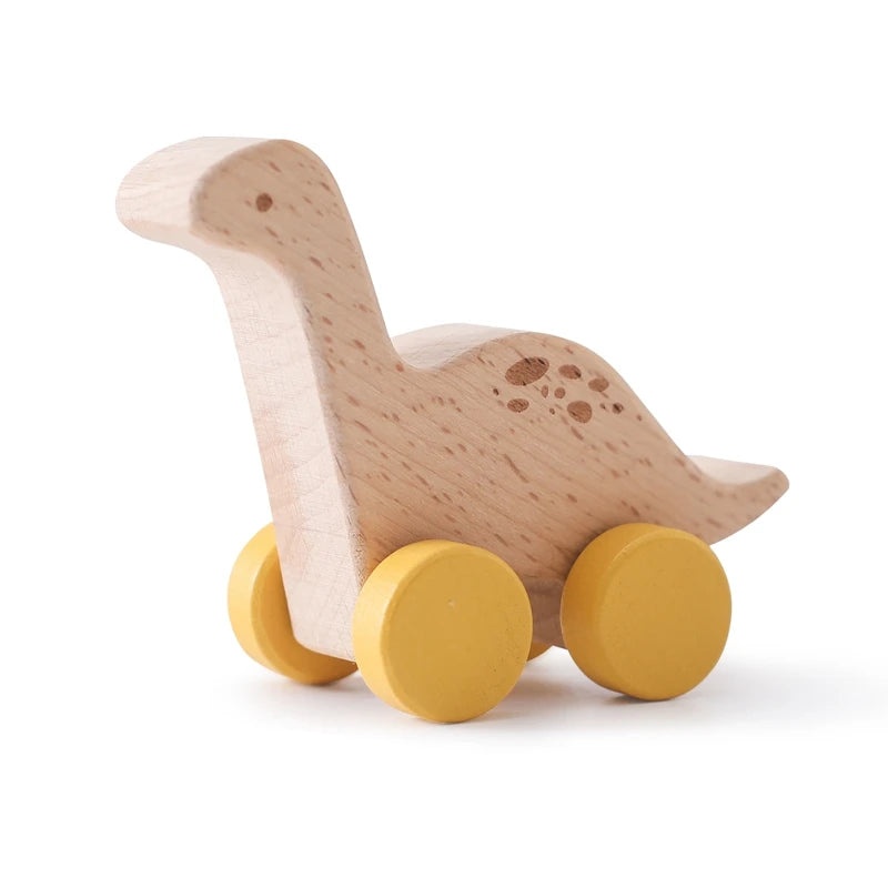 Beech Wood Dinosaur Car Teether - Montessori Baby Toy