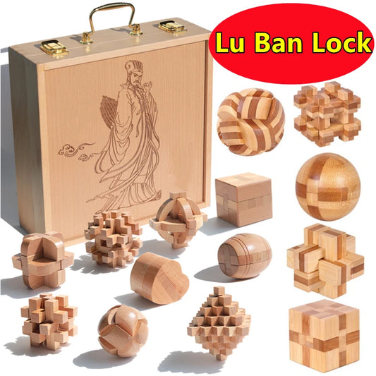 Wooden Kong Ming Lock Puzzle – Brain Teaser for Kids & Adults