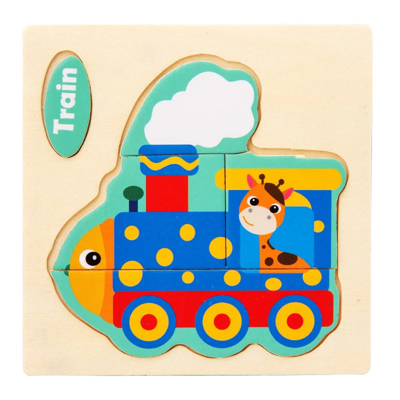 Wooden 3D Animal Puzzle - Educational Toy for Kids