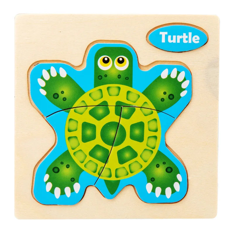 Wooden 3D Animal Puzzle - Educational Toy for Kids