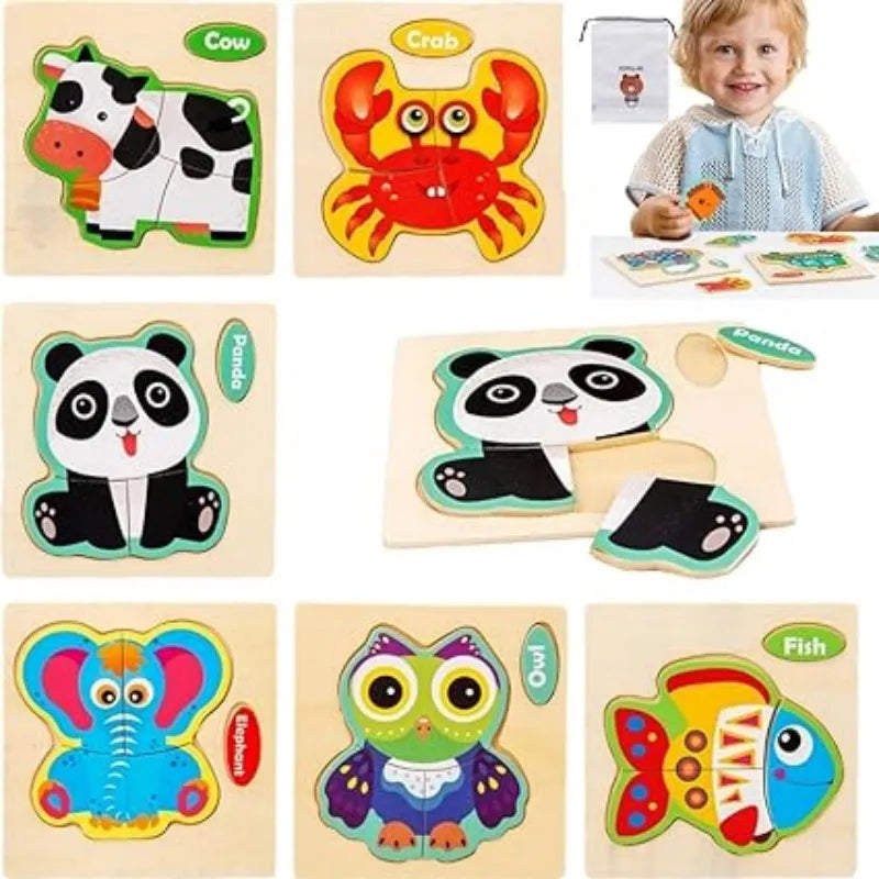 Wooden 3D Animal Puzzle - Educational Toy for Kids