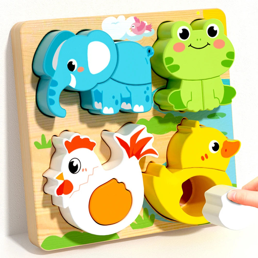 Wooden Animal Puzzle Toy | 4-in-1 Learning Games
