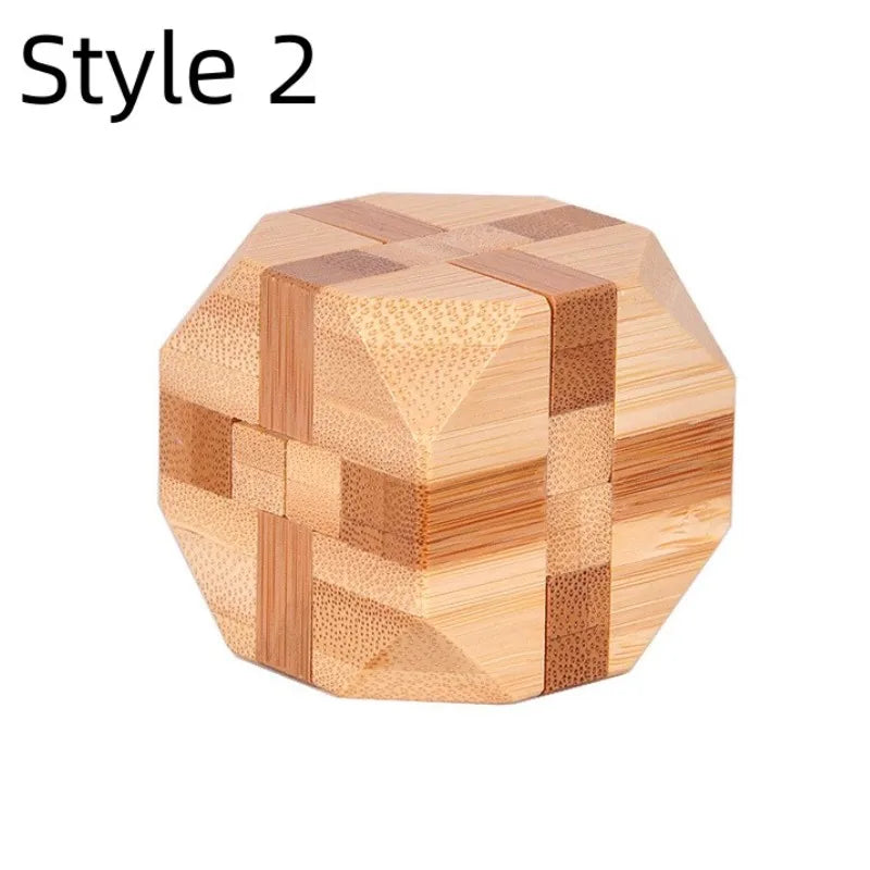 Wooden Kong Ming Lock Puzzle – Brain Teaser for Kids & Adults