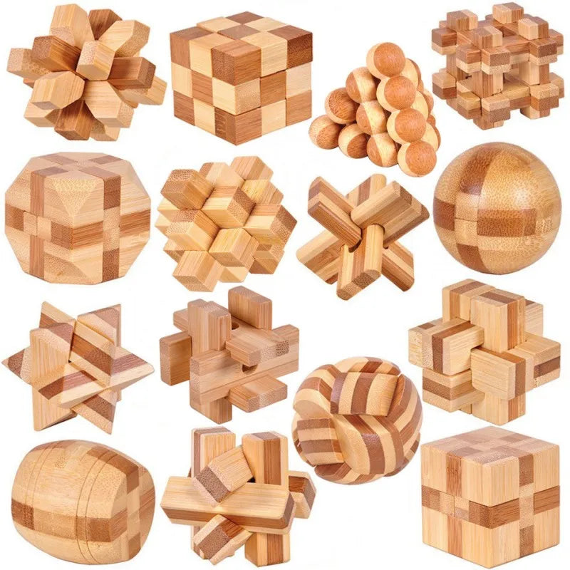 Wooden Kong Ming Lock Puzzle – Brain Teaser for Kids & Adults