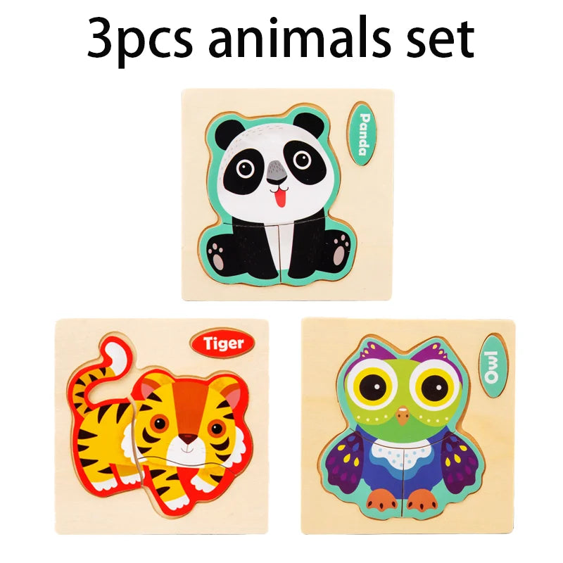 Wooden 3D Animal Puzzle - Educational Toy for Kids
