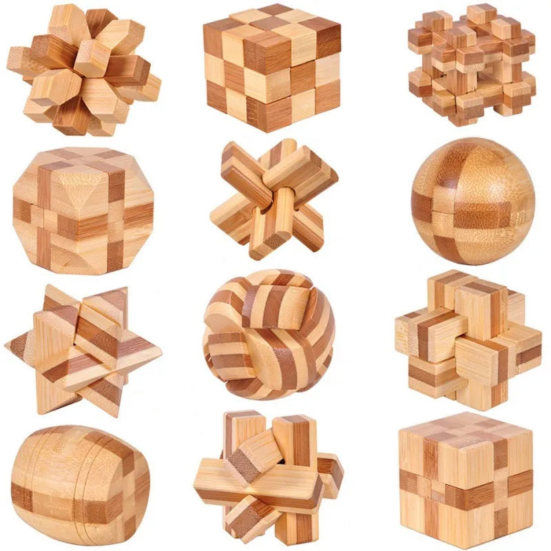 Wooden Kong Ming Lock Puzzle – Brain Teaser for Kids & Adults
