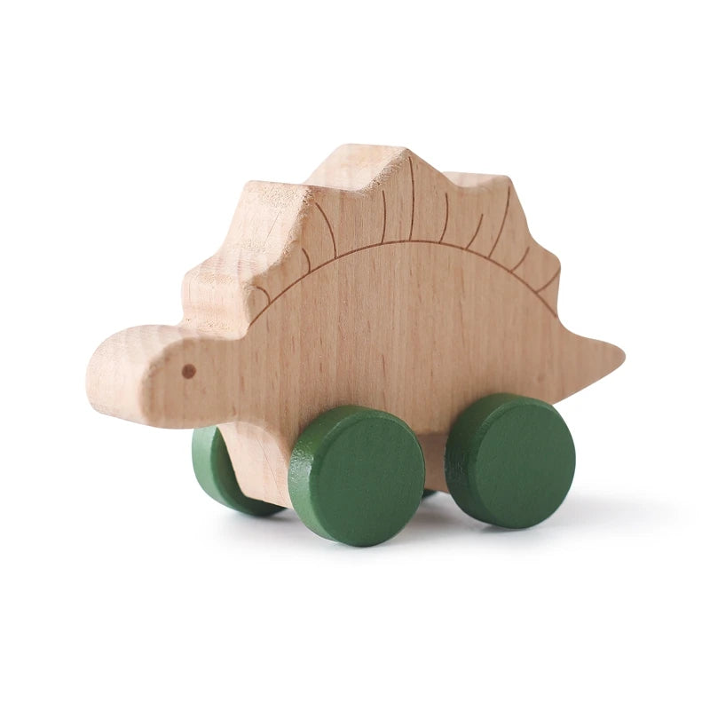 Beech Wood Dinosaur Car Teether - Montessori Baby Toy