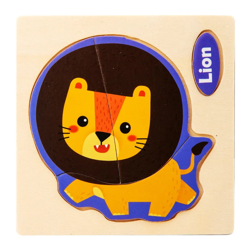 Wooden 3D Animal Puzzle - Educational Toy for Kids