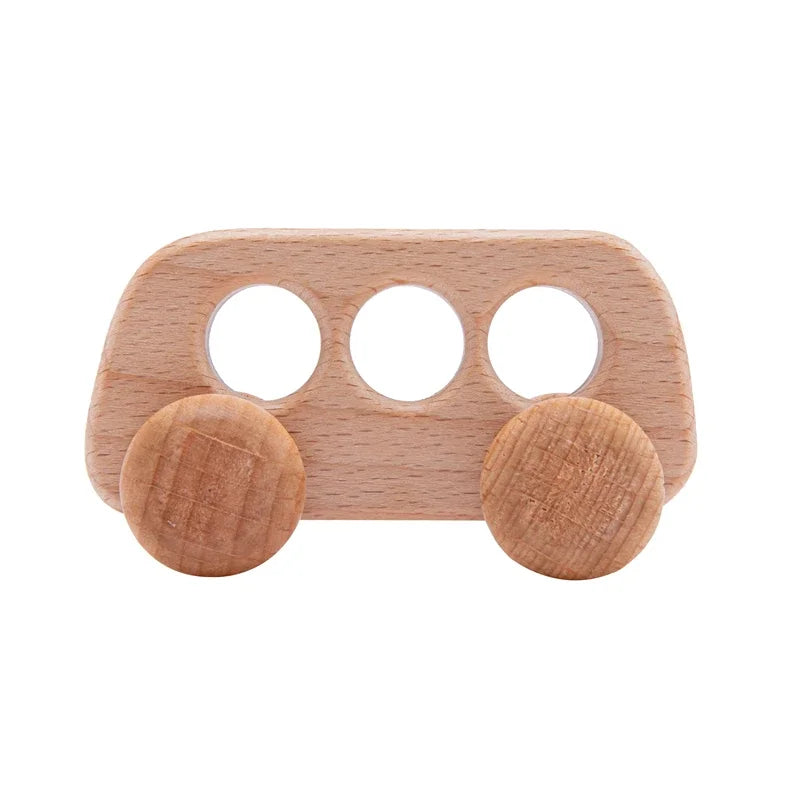 Beech Wood Dinosaur Car Teether - Montessori Baby Toy