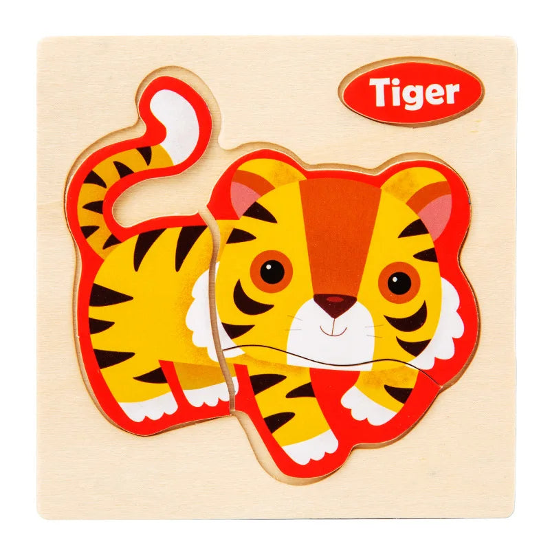 Wooden 3D Animal Puzzle - Educational Toy for Kids