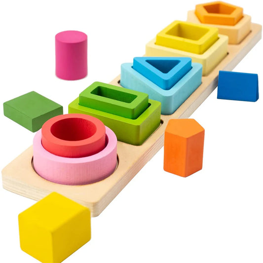 Montessori Wooden Sorting & Stacking Toy Set – Educational Toddler Play